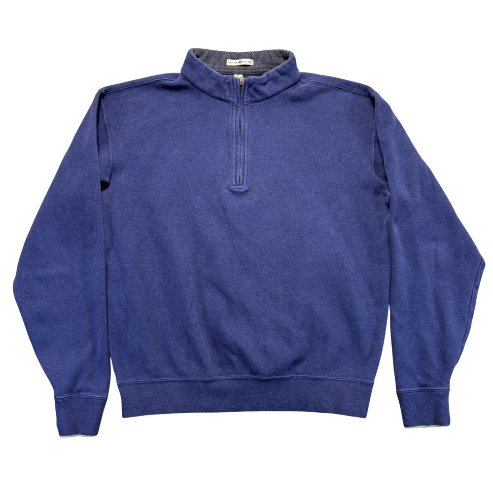 Peter Millar Mens Blue 100% Cotton Quarter Zip Pullover Sweatshirt Size Medium